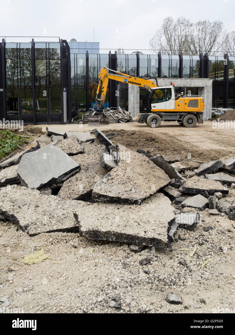 Site de construction du nouveau siège du CIO (Comité International Olympique) à Lausanne, Suisse. Banque D'Images