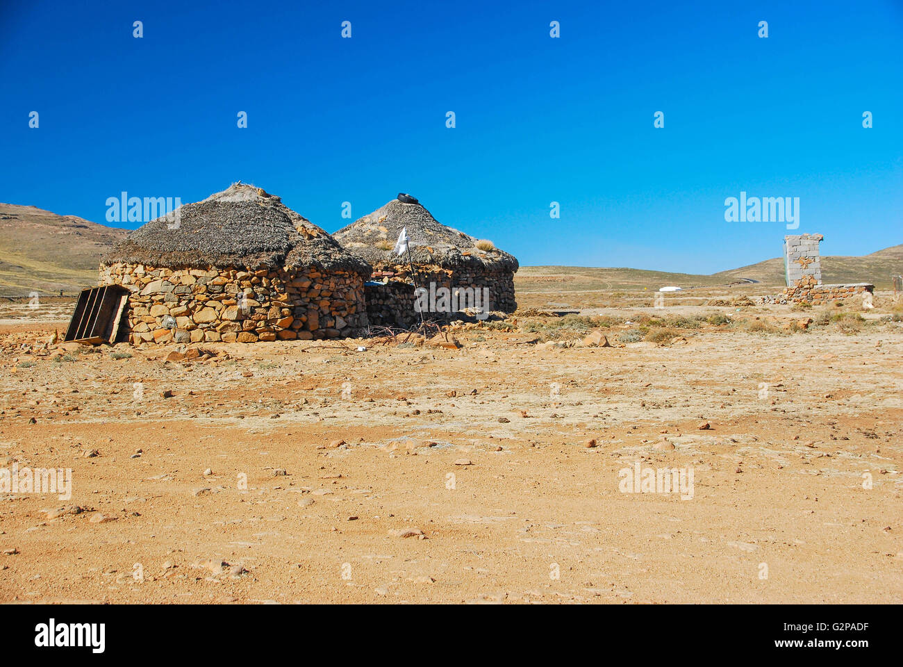 Le Rondavel, maison traditionnelle au Lesotho Banque D'Images