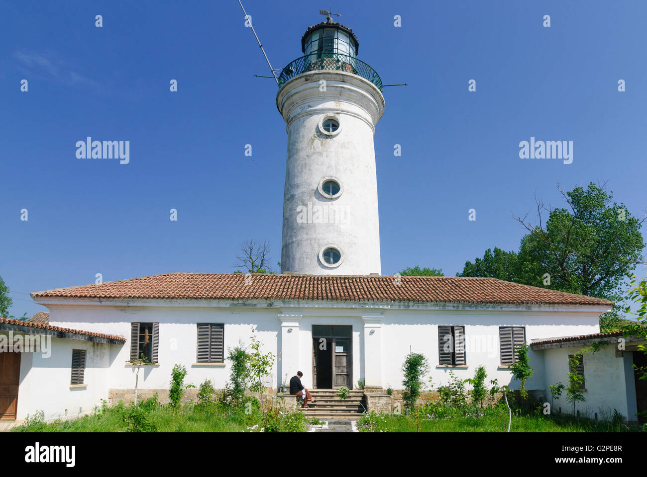 Vieux phare de 1870, Roumanie, Dobrogea, Dobroudja, Sulina , Dobrudscha Banque D'Images