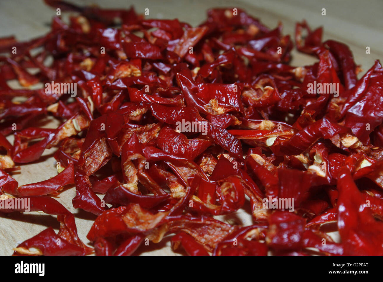 Poivrons rouges déshydratés Capsicum Banque D'Images