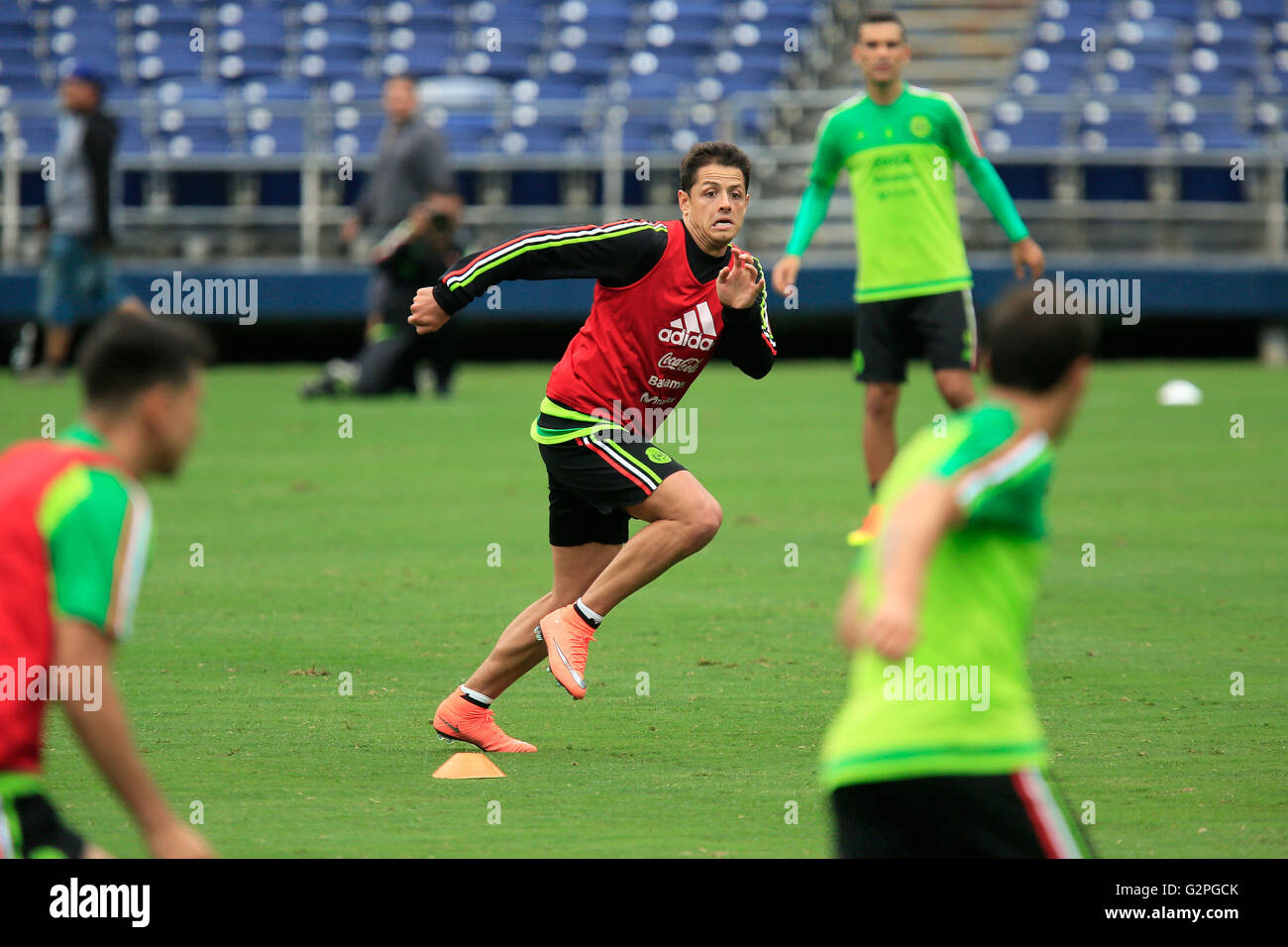 Ca, USA. 31 mai, 2016. SAN DIEGO, CA-Mai 31, 2016 : Javier du Mexique .| ''Chicharito'' Hernandez cherche une ouverture au cours de la pratique comme l'équipe nationale de football du Mexique se prépare pour leur match amical contre le Chili mercredi à Qualcomm Stadium. © Misael Virgen/San Diego Union-Tribune/ZUMA/Alamy Fil Live News Banque D'Images