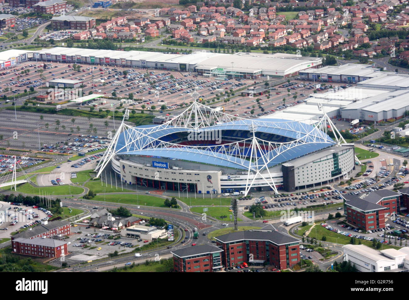 Vue aérienne de Stadium, Bolton Banque D'Images