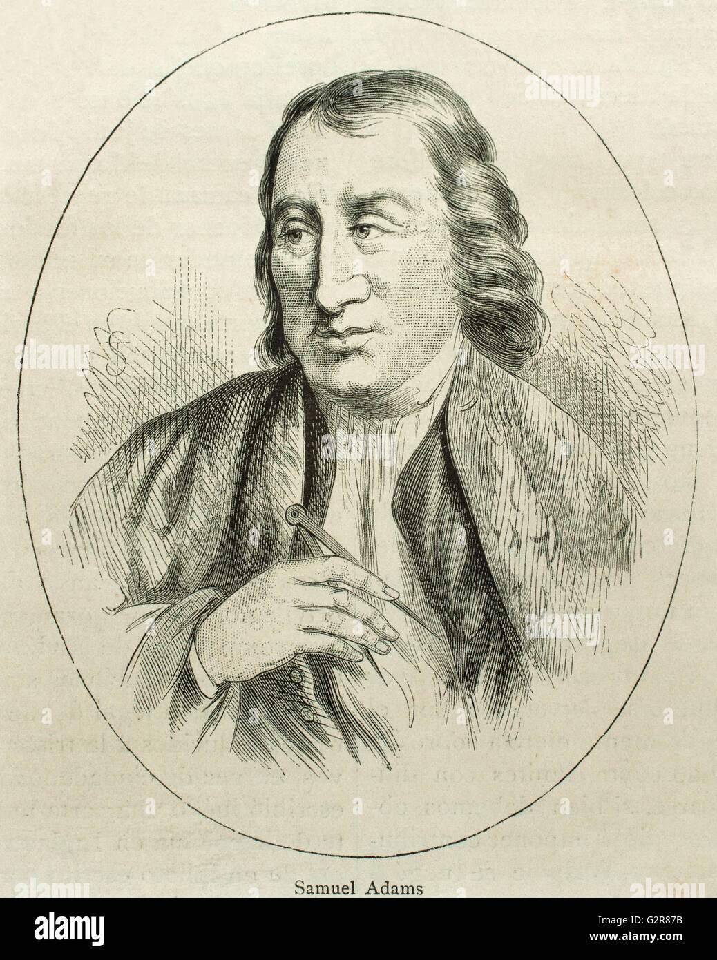 Samuel Adams (1722-1803). Homme d'État américain, philosophe politique, et l'un des pères fondateurs des États-Unis. Portrait. La gravure. Banque D'Images