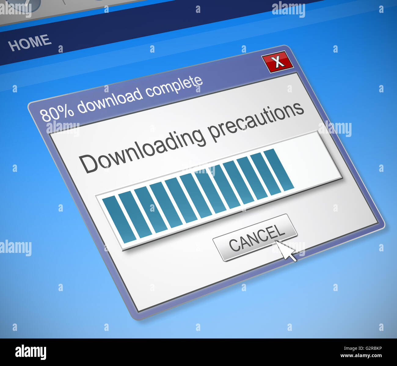 Précautions Le téléchargement de concept. Banque D'Images