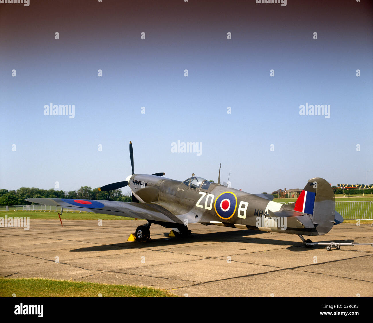 Avion Spitfire MH4, à l'extérieur. Banque D'Images