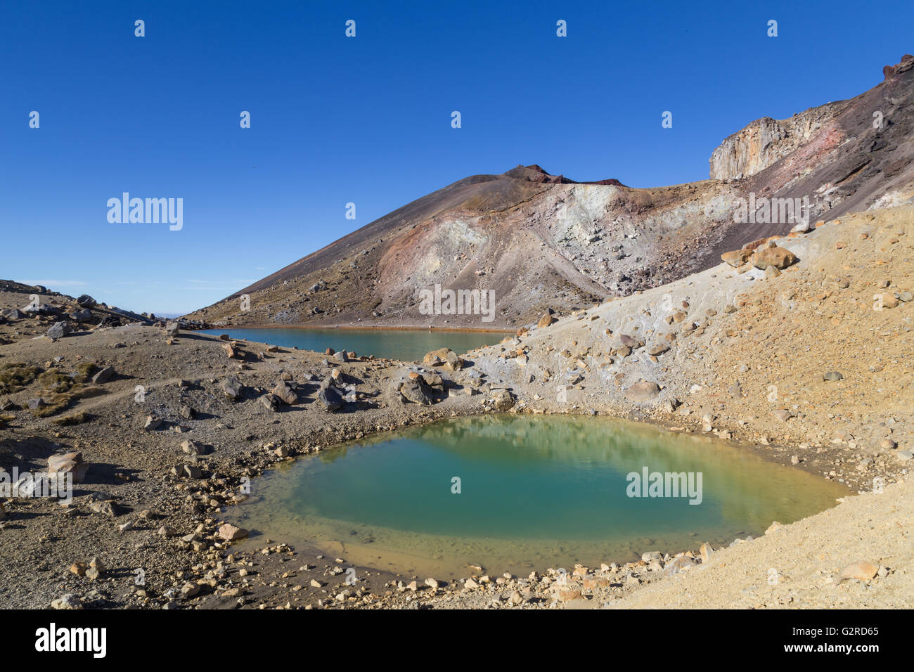 Les lacs d'Émeraude sur le Parc National de Tongariro sur l'île du nord en Nouvelle-Zélande. Banque D'Images