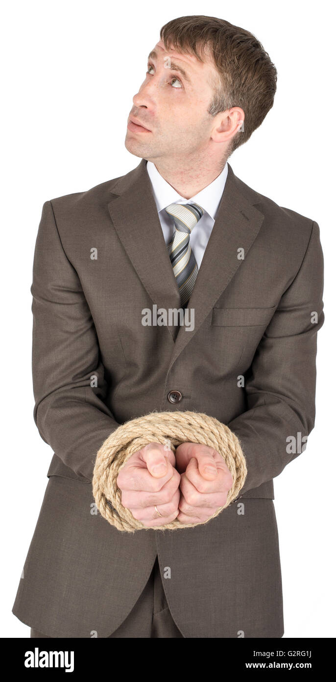Businessman with lié les mains Photo Stock Alamy