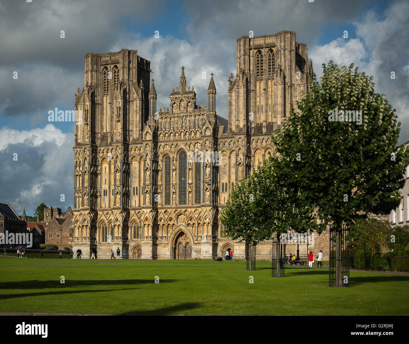 La vue de la cathédrale de Wells, Somerset, Angleterre Banque D'Images