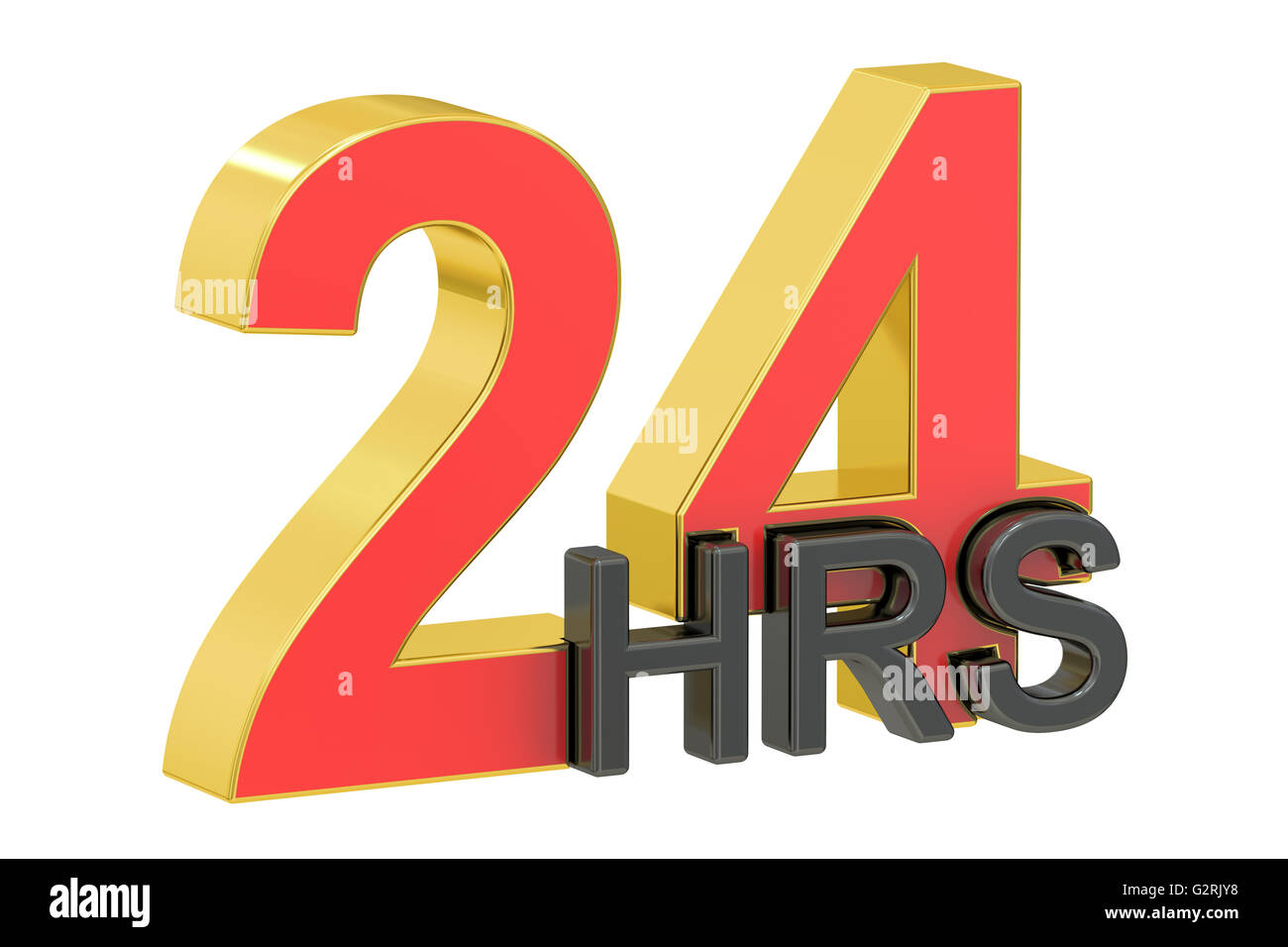 24h00, rendu 3D concept isolé sur fond blanc Banque D'Images