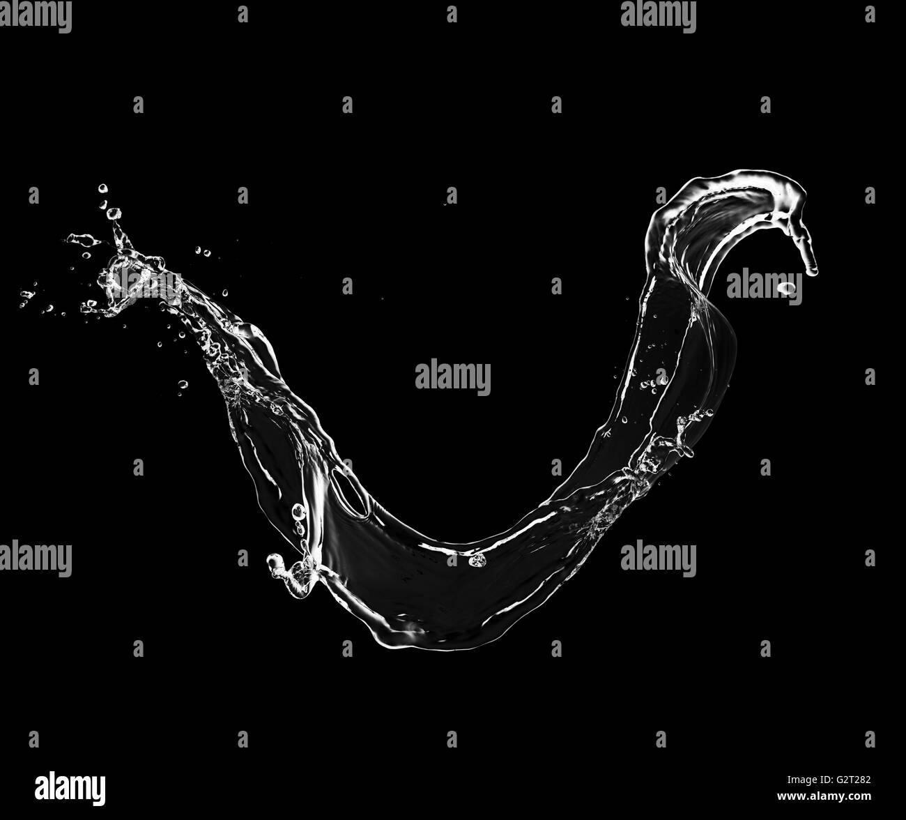 Les éclaboussures d'eau isolé sur fond noir Banque D'Images