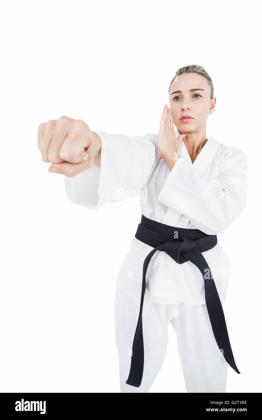 Athlète féminin pratique du judo Banque D'Images