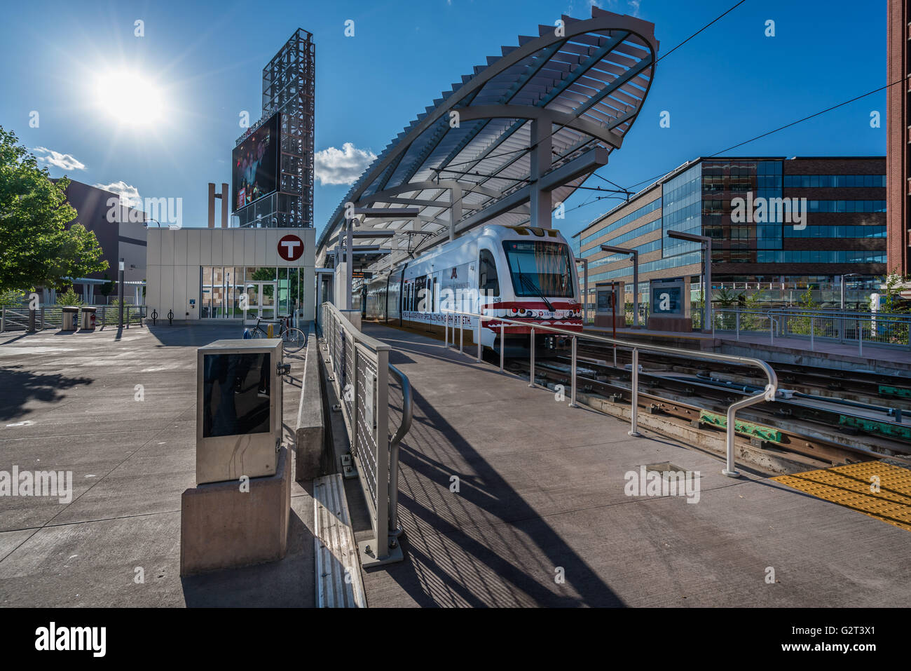 Champ cible Light Rail Station - Centre-ville de Minneapolis Banque D'Images