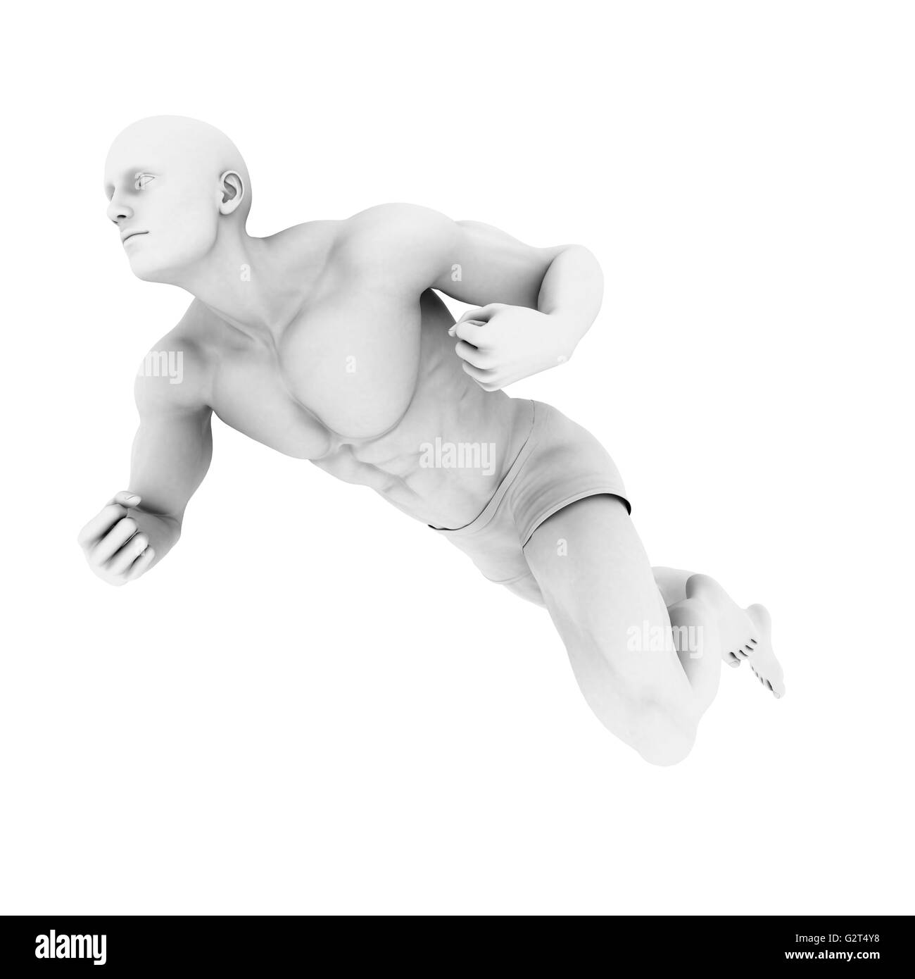 Super Héros posent avec un homme dans le rendu 3d illustration Banque D'Images