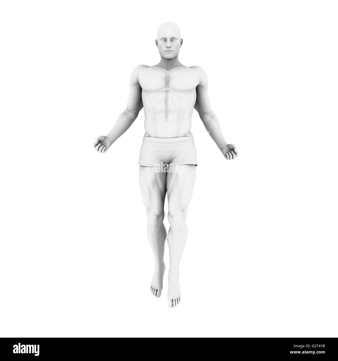 Super Héros posent avec un homme dans le rendu 3d illustration Banque D'Images