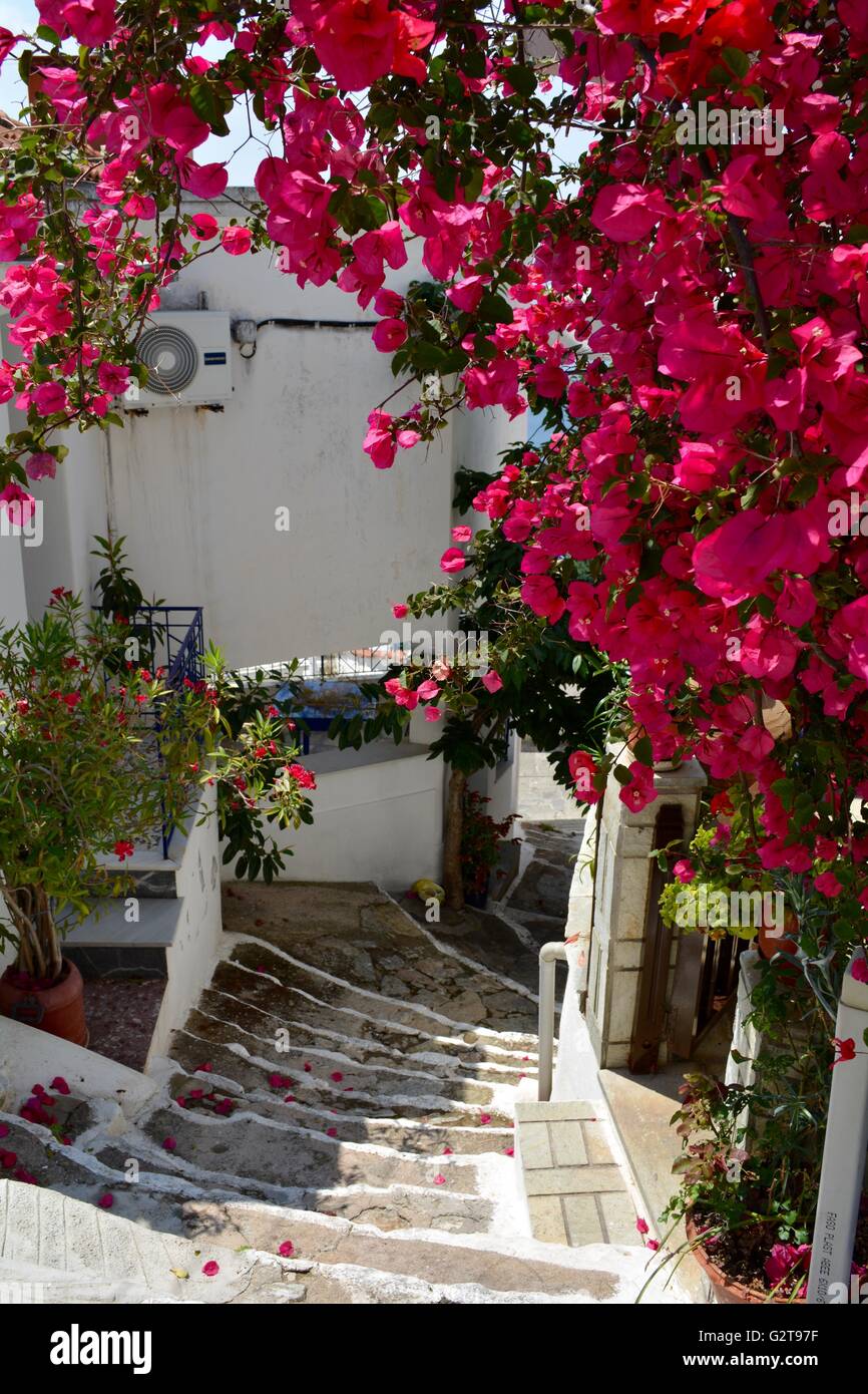 Village de Glossa sur la côte ouest de la Grèce Skopelos Banque D'Images