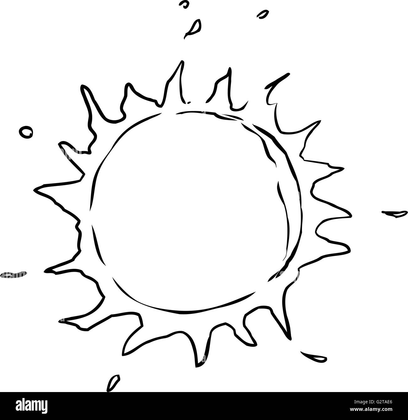 Dessin de contour le soleil avec des torches brûlant Banque D'Images