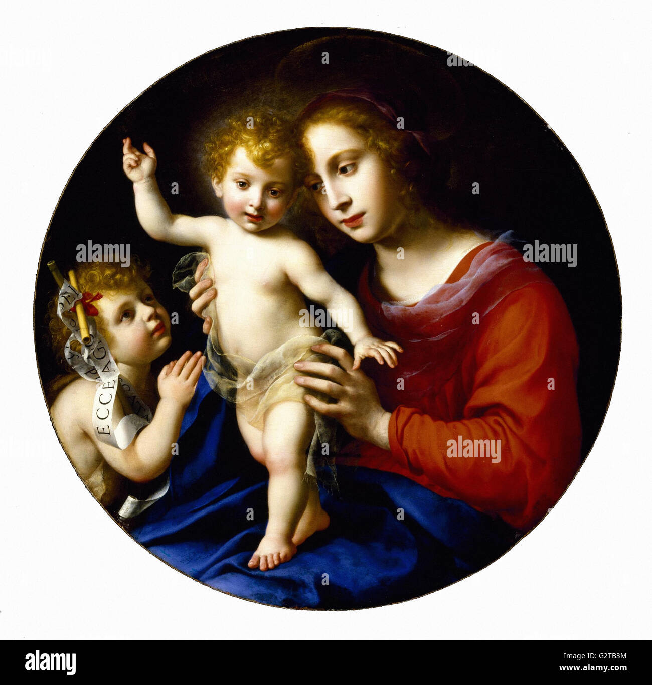 Carlo Dolci - Vierge à l'enfant avec l'enfant Saint Jean Baptiste - Banque D'Images