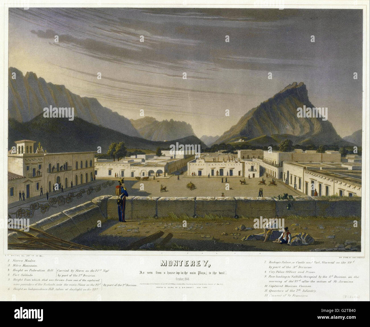 Charles Fendrich - Monterey, comme vu dans une chambre-haut de la place principale, (à l'Ouest) - Banque D'Images