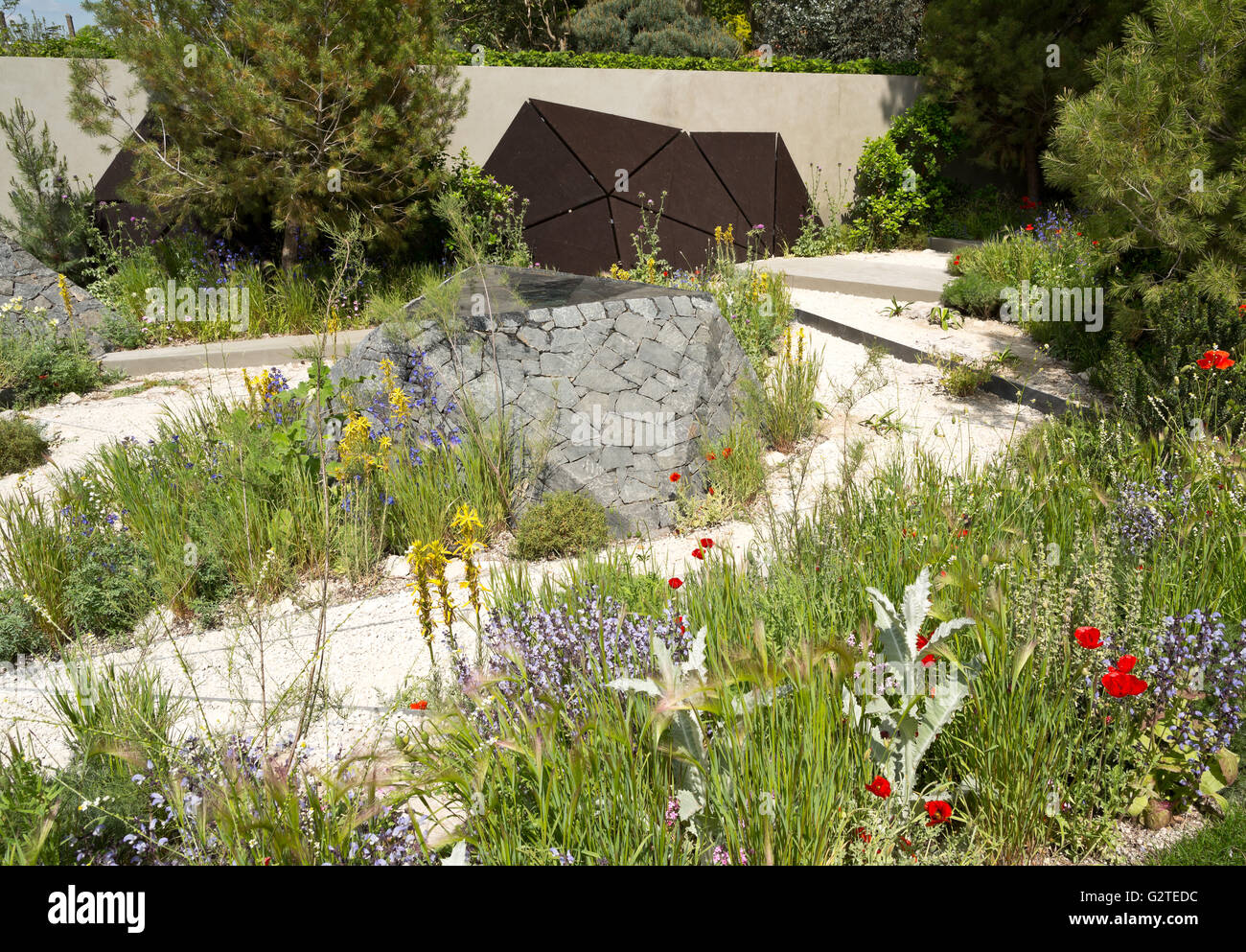 RHS Chelsea Flower Show 2016, le jardin de la Banque Royale du Canada, de l'argent doré, gagnant de la médaille d'Hugo design bugg Banque D'Images