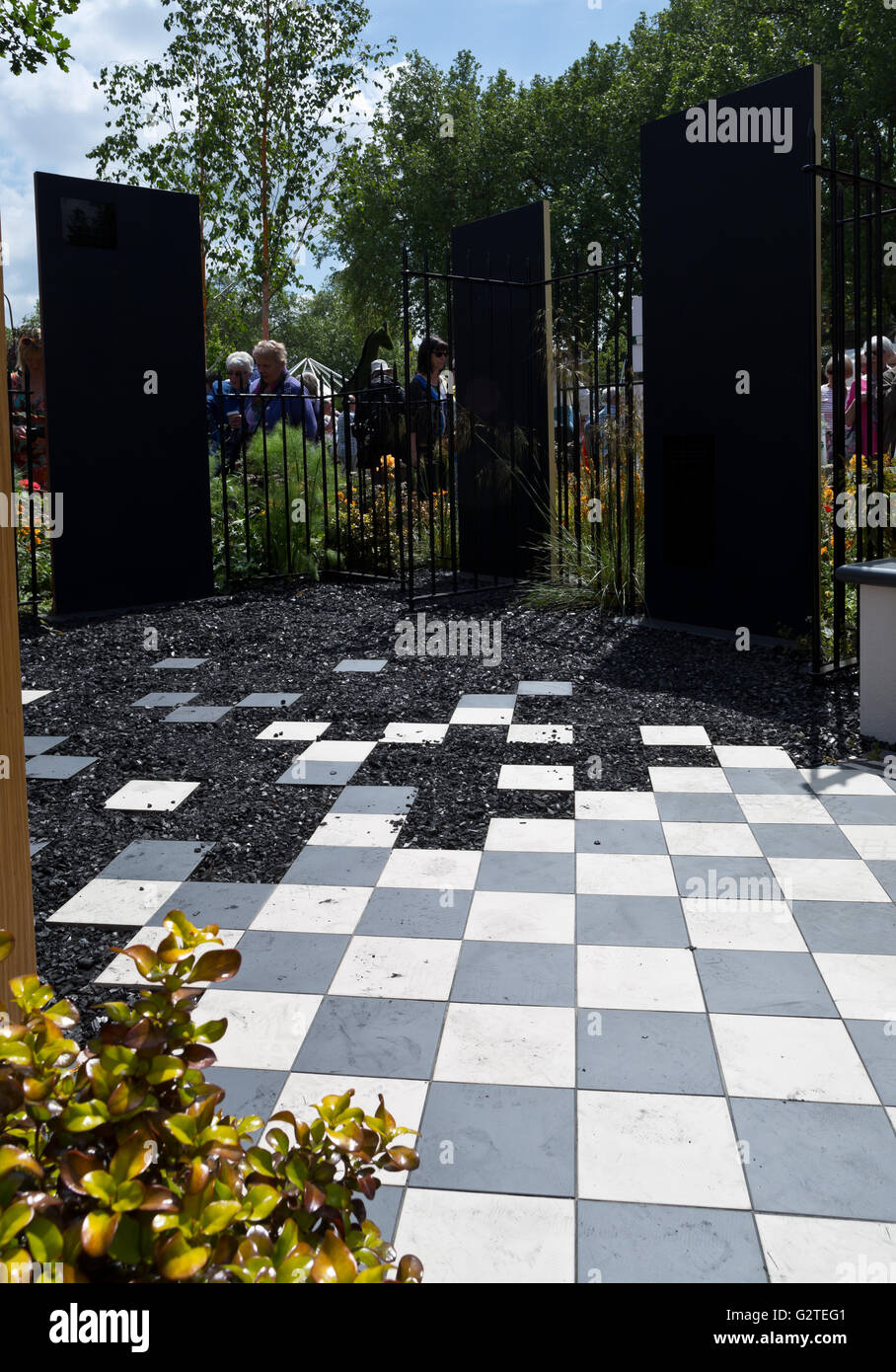 RHS Chelsea Flower Show 2016, l'esclavage moderne, Jardin Jardins Frais, gagnant de la médaille d'or de Juliette Sargeant MSGD design Banque D'Images