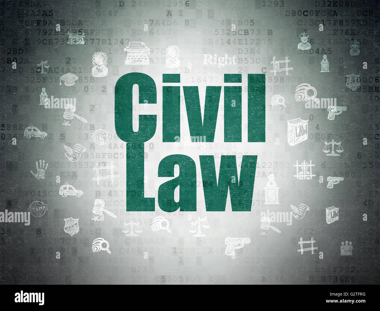 Concept de droit : Droit civil sur les données numériques papier fond Banque D'Images