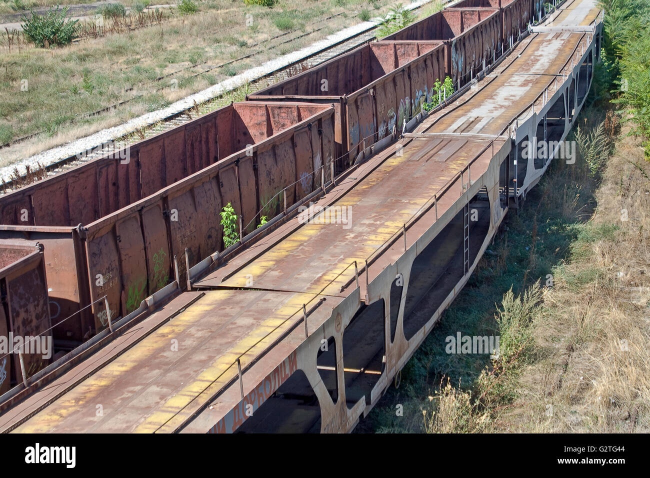 Old rusty wagons de train Banque D'Images