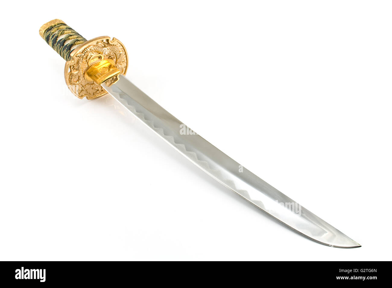 Samouraï japonais katana sword isolated on white Banque D'Images