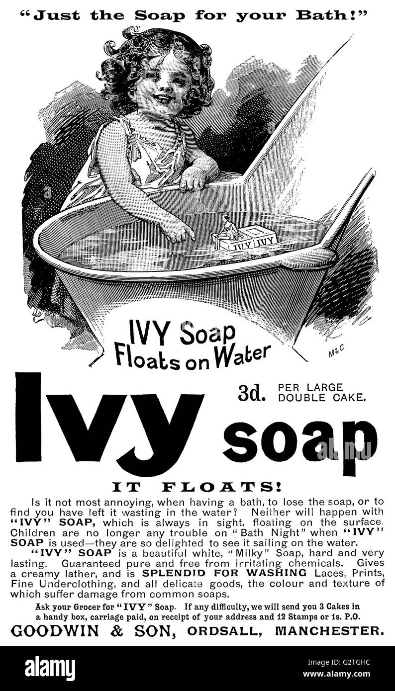 Noir et blanc 1894 Publicité pour savon Lierre Photo Stock - Alamy