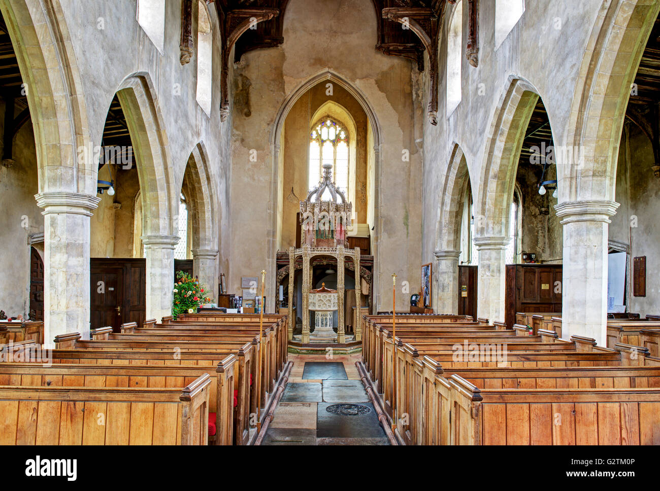 Intérieur de l'Eglise St Botolph dans le village de Trunch, Norfolk, Angleterre, Royaume-Uni Banque D'Images