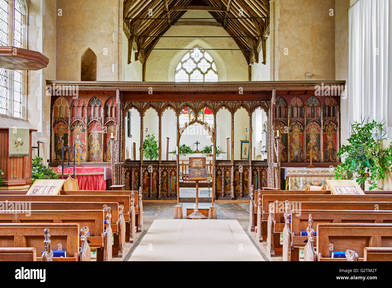 La nef de St Helen's Church, Ranworth, Norfolk, Angleterre, Royaume-Uni Banque D'Images
