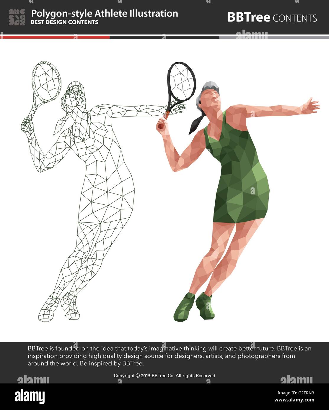 Joueur de badminton féminin- vecteur polygones Illustration de Vecteur