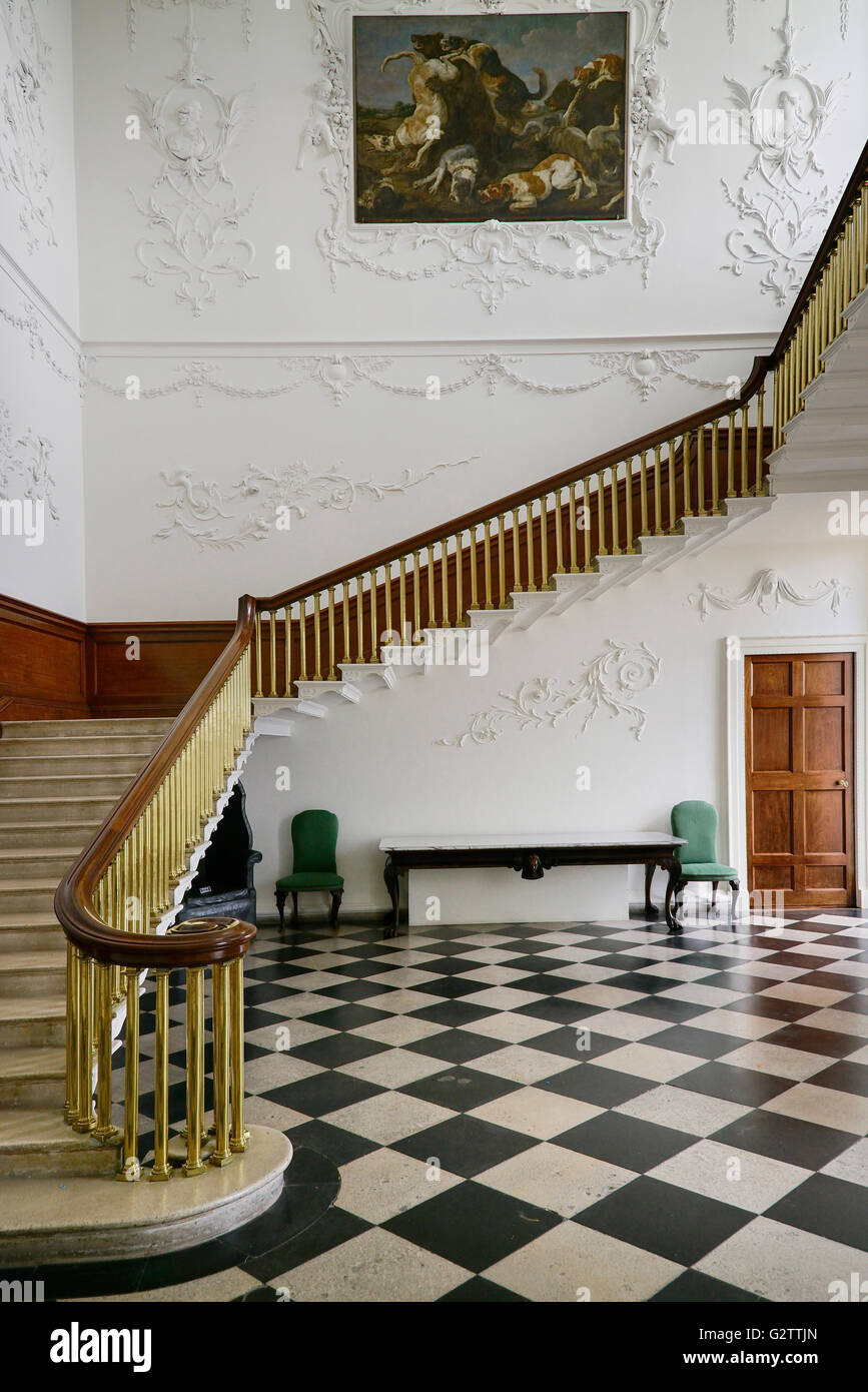 L'Irlande, le comté de Kildare, Meknès, Castletown House, le Hall d'escalier. Banque D'Images