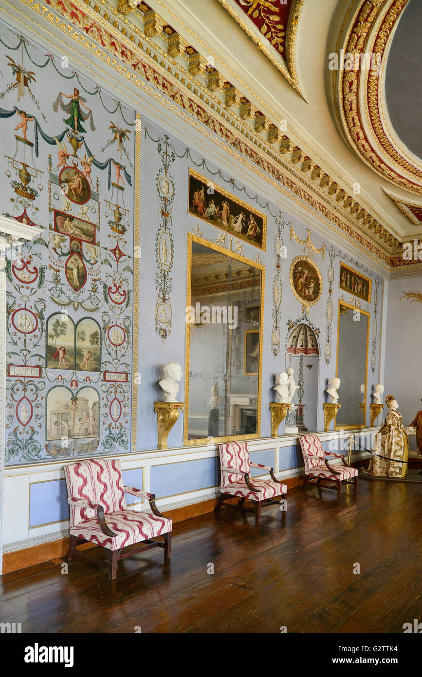 L'Irlande, le comté de Kildare, Meknès, Castletown House, la longue galerie. Banque D'Images