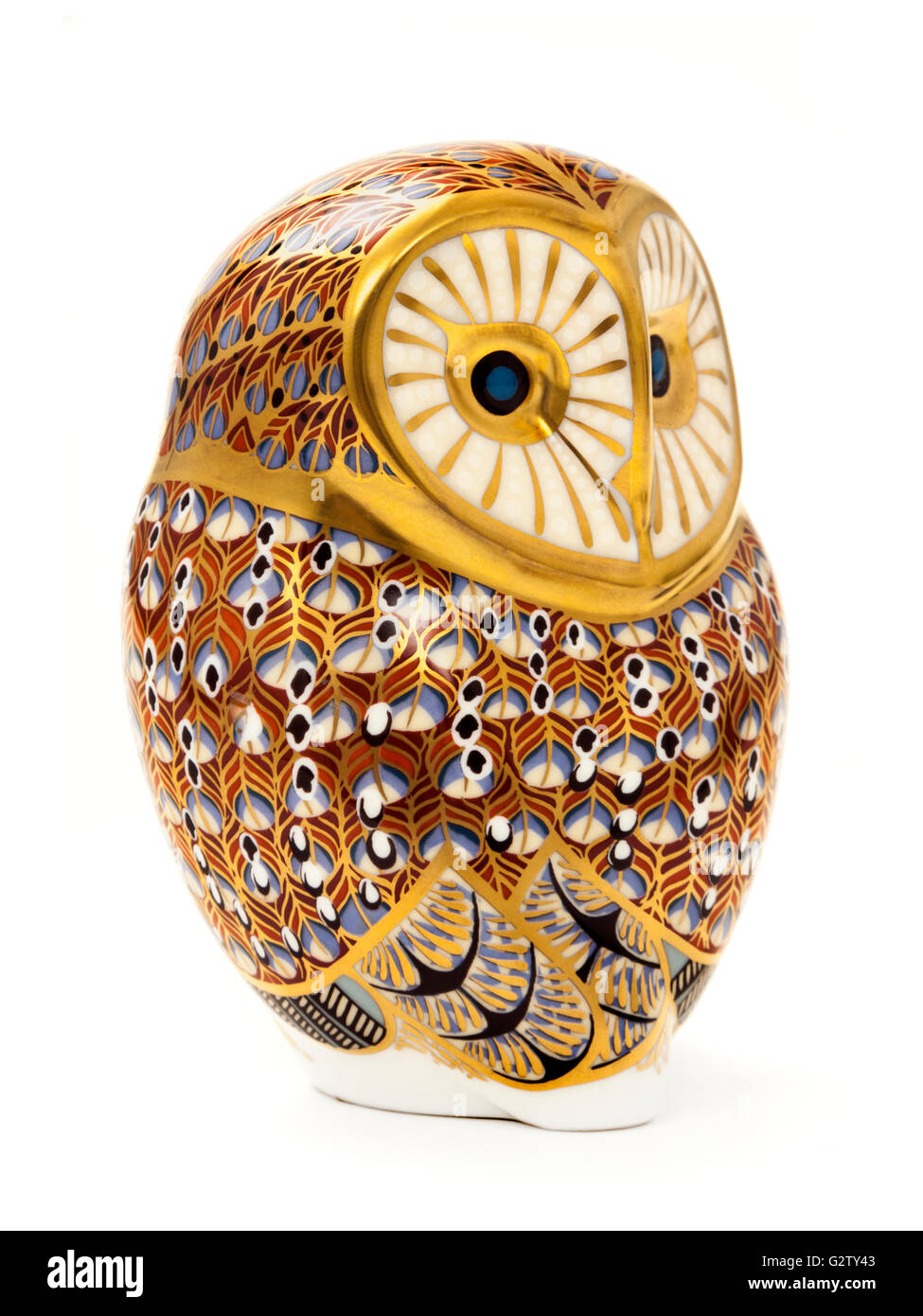 Royal Crown Derby "Barn Owl' porcelaine peinte à la presse- papier, conçu par John Ablitt. Banque D'Images