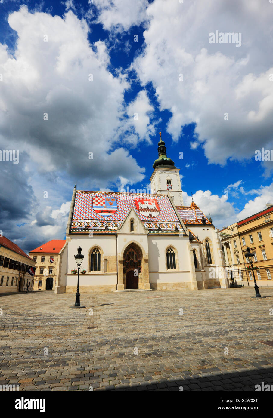 La vieille ville de Zagreb, l'église de Saint Marc dans la haute ville Banque D'Images