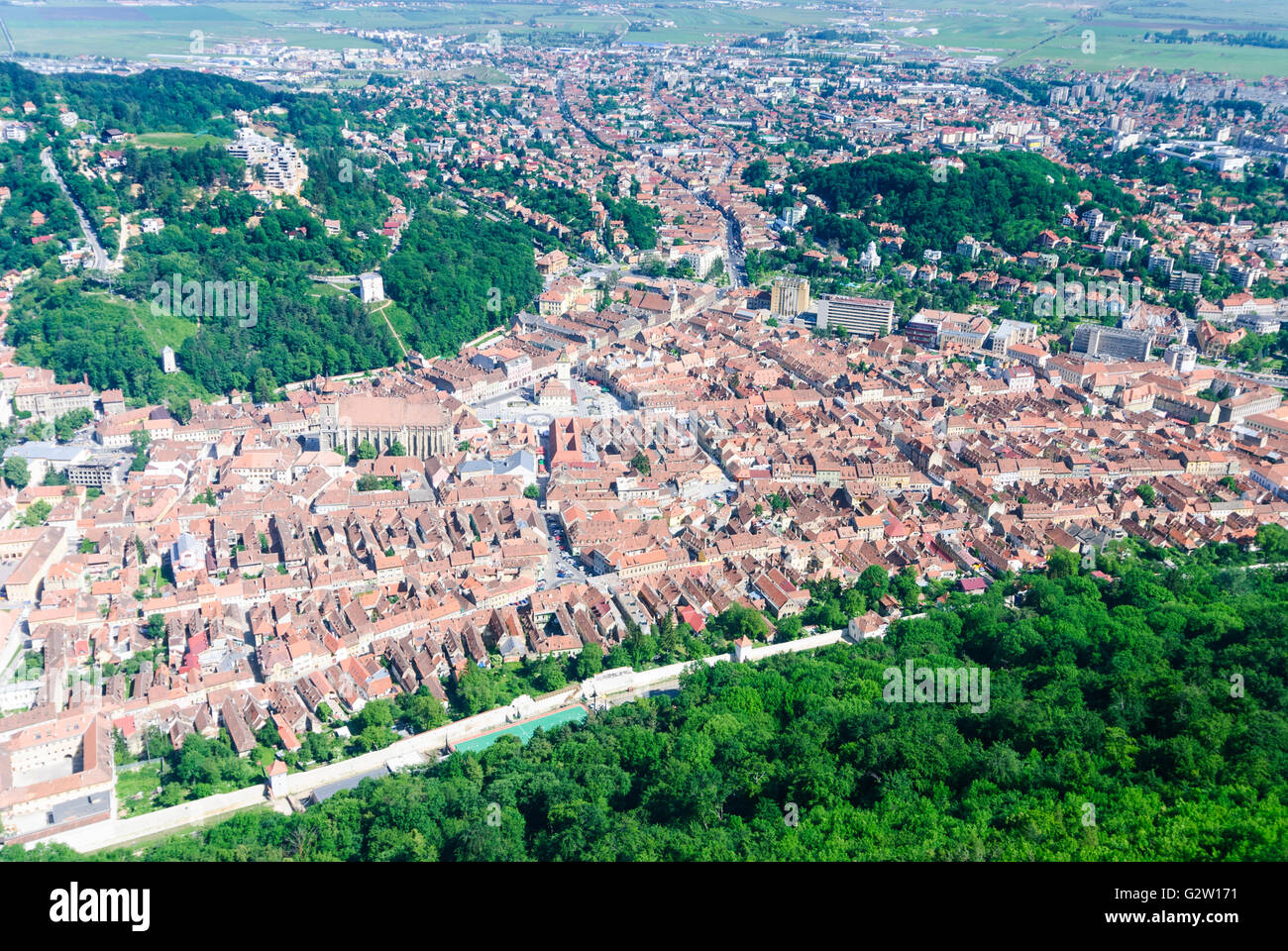 Donnant sur la vieille ville de la montagne Tampa, en Roumanie, en Transylvanie, Transylvanie, Siebenbürgen (Transsilvanien) , Brasov Banque D'Images