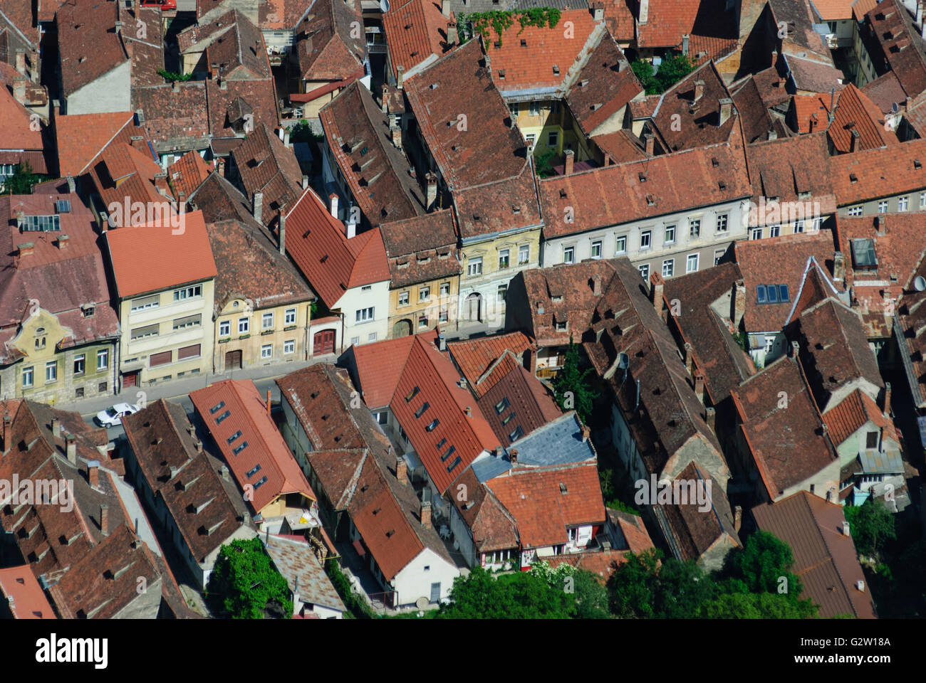 Donnant sur la vieille ville de la montagne Tampa, en Roumanie, en Transylvanie, Transylvanie, Siebenbürgen (Transsilvanien) , Brasov Banque D'Images