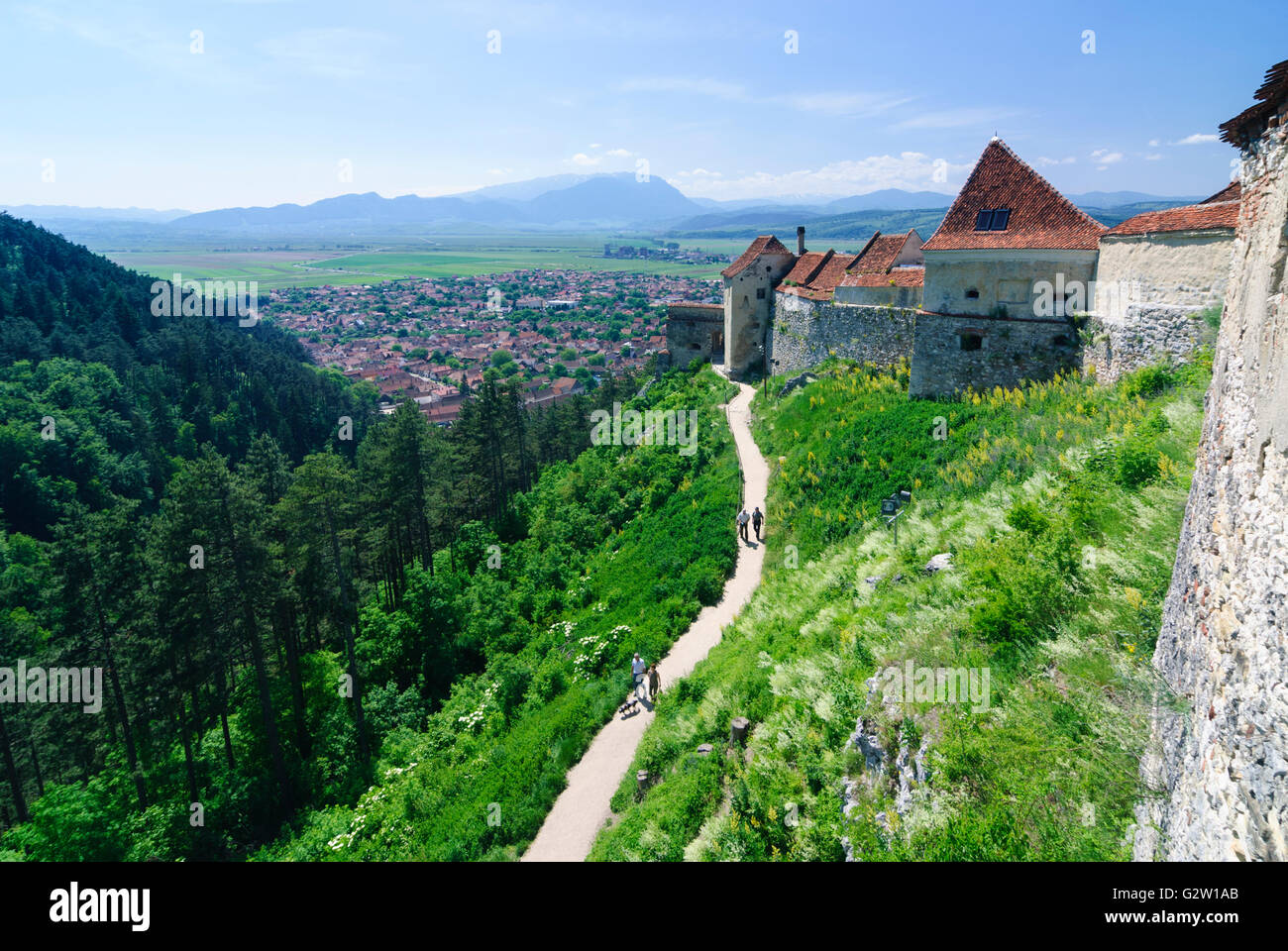 Château ; voir à Piatra Craiului ( montagnes ), Königstein Roumanie, Transylvanie, Transylvanie, Siebenbürgen Rasnov Banque D'Images