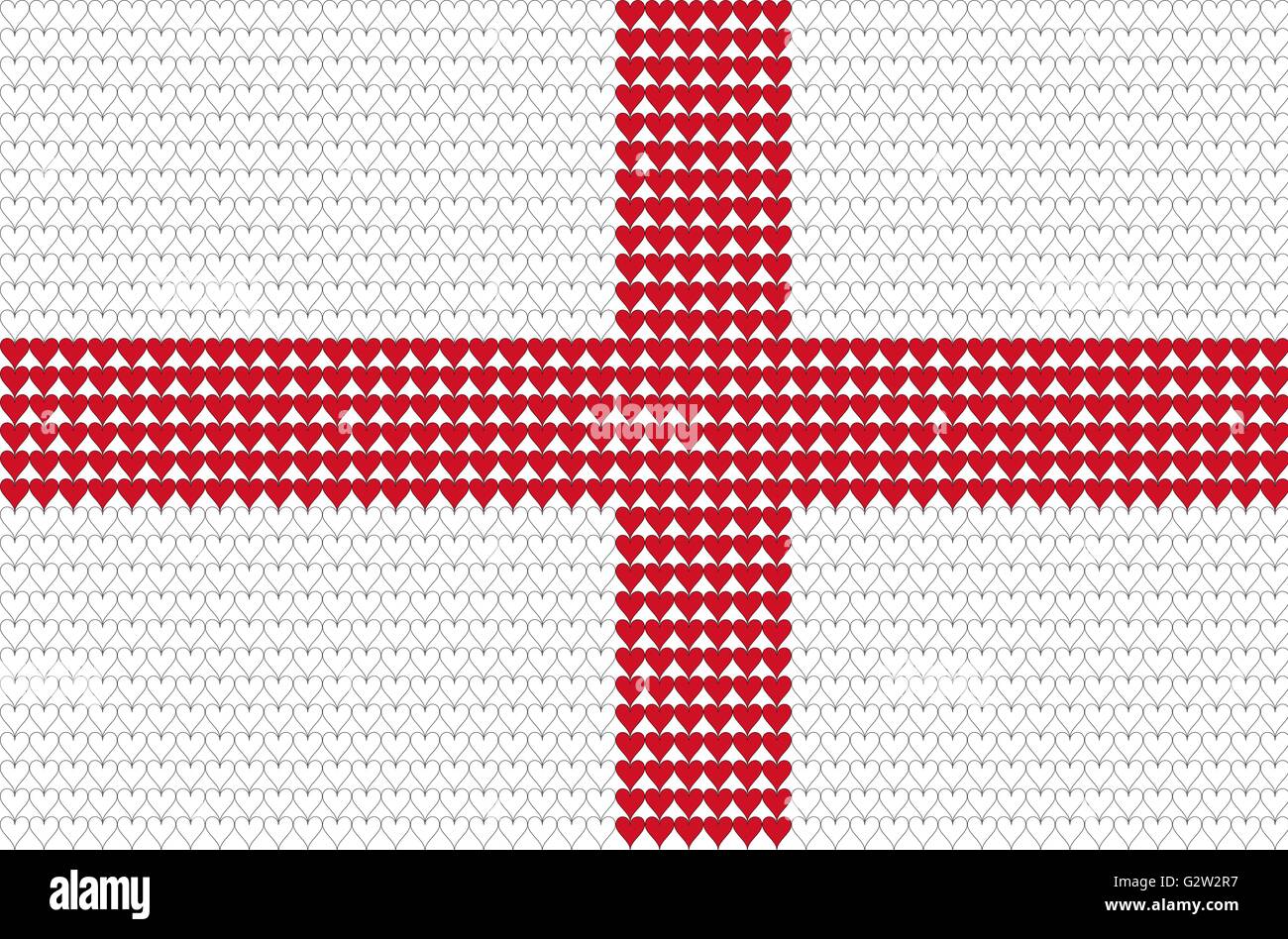 Le drapeau anglais dans les coeurs. Illustration de Vecteur