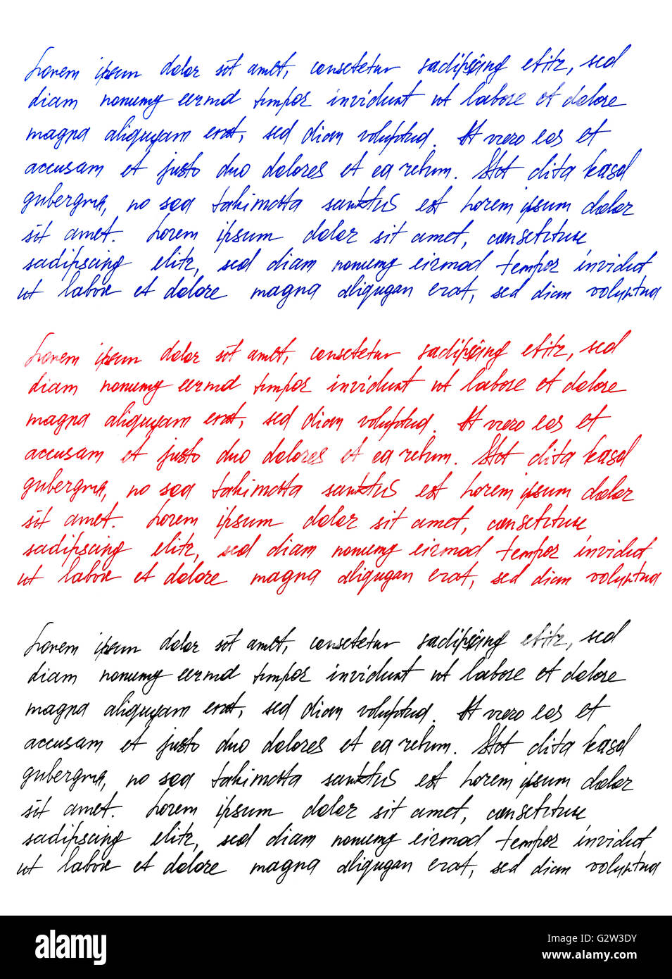 Lettre manuscrite. Texte latin Lorem ipsum. L'écriture. La calligraphie. Manuscrit. Script. Police. Abstract background texture Banque D'Images