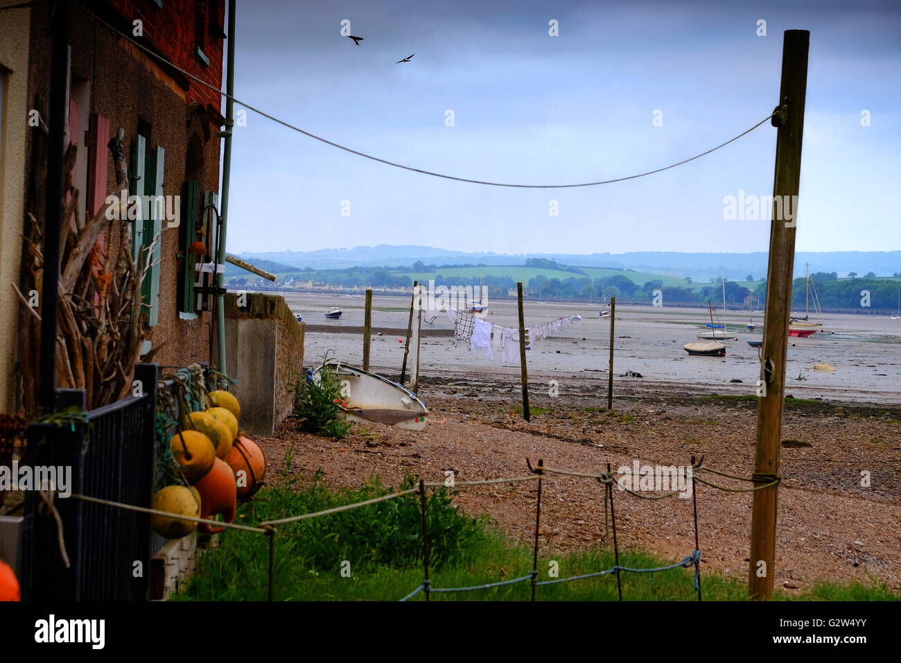 Une maison sur la plage, à Lympstone. Banque D'Images