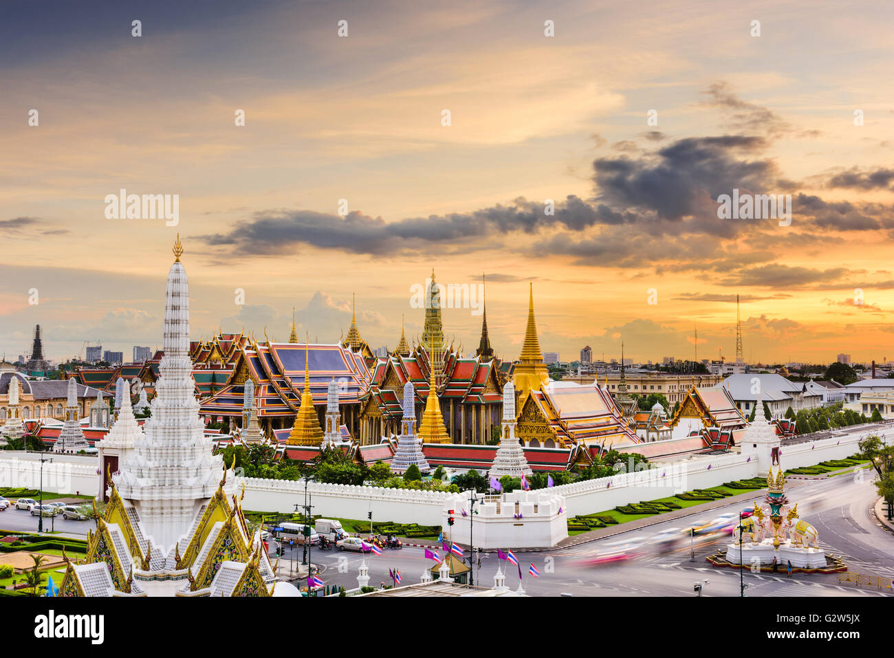 Bangkok, Thaïlande au Temple du Bouddha d'Émeraude et Grand Palais. Banque D'Images