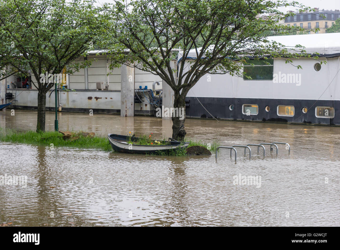 Les crues de la rivière Seine de juin 2016 à Paris, France Banque D'Images