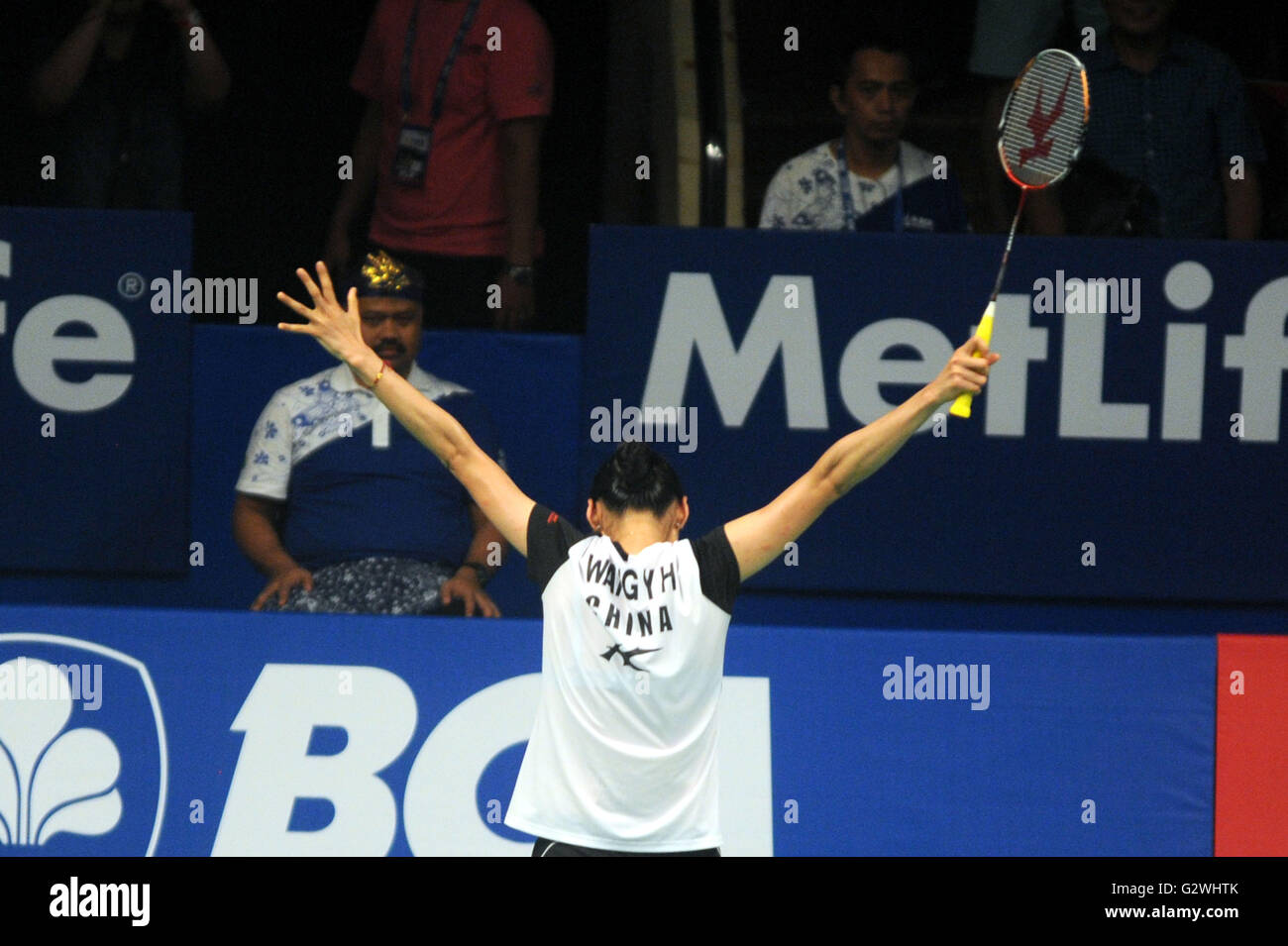 Jakarta, Indonésie, Jakarta. 4 juin, 2016. JAKARTA, INDONÉSIE - JUIN 04 : De Yihan Wang de Chine pendant femmes simple dans l'Open 2016 l'Indonésie à Jakarta, Indonésie le 04 juin 2016. De Yihan Wang de Chine win 16-21, 21-11, 21-17 et va à l'Indonésie finale ouverte. © Sijori Images/ZUMA/Alamy Fil Live News Banque D'Images