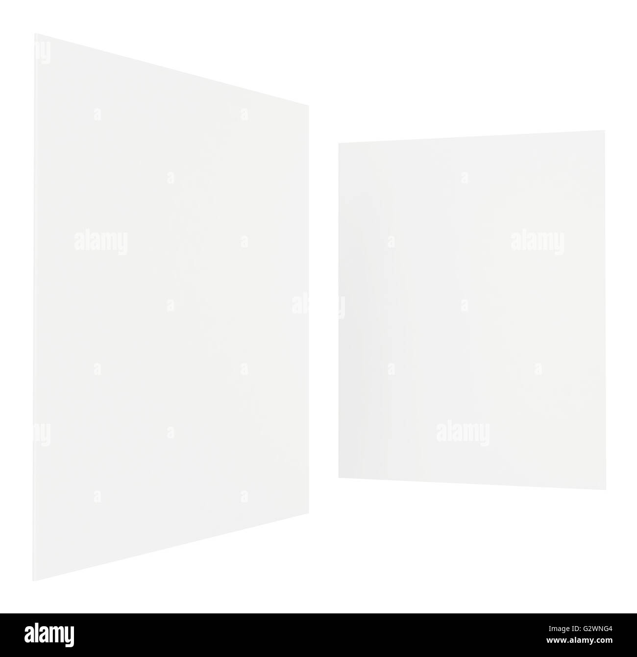 Des feuilles de papier blanc sur un fond blanc Banque D'Images