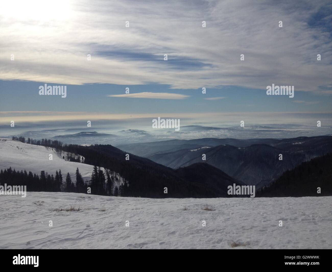 La Roumanie Carpates avec snow Banque D'Images