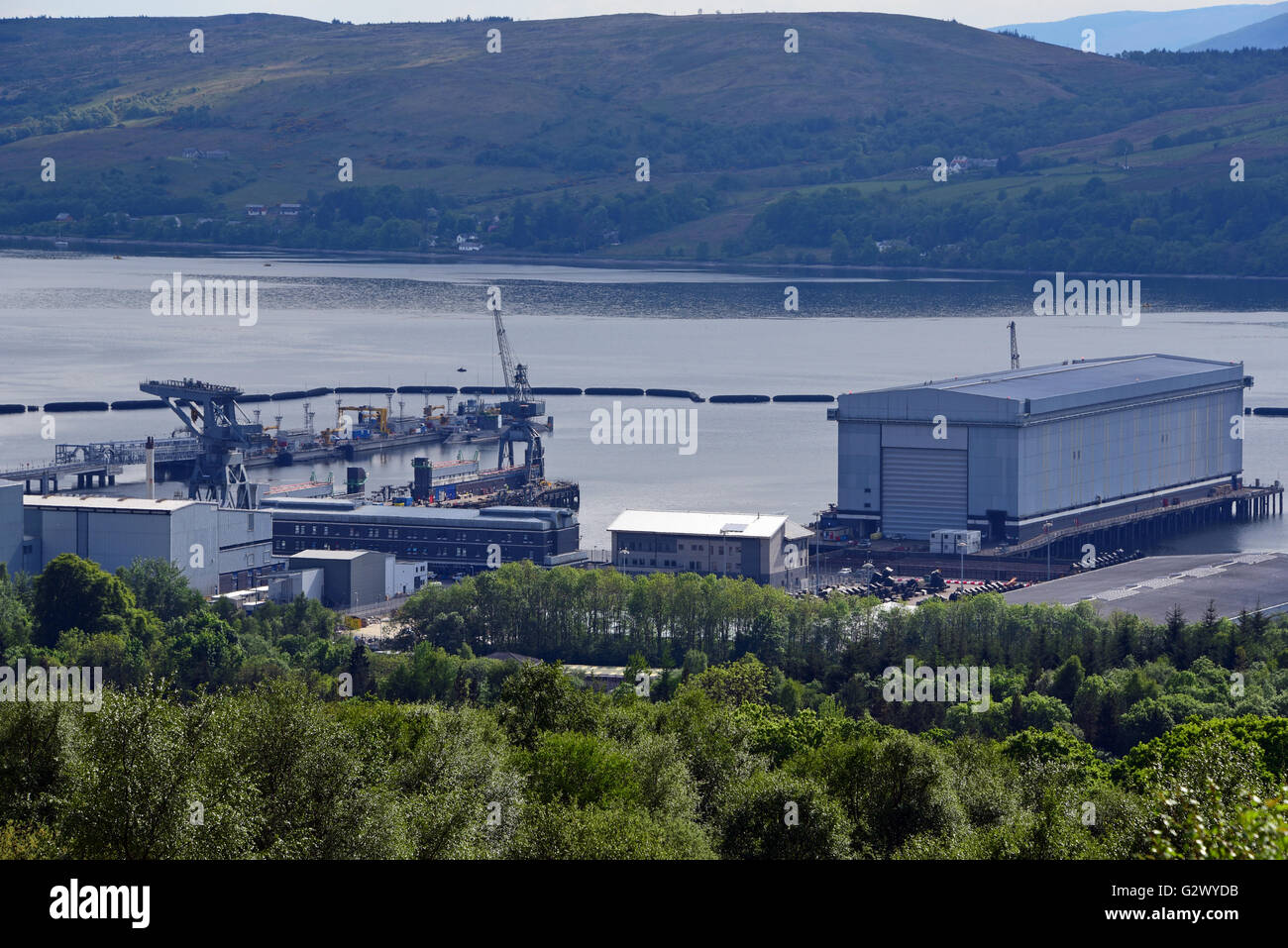 Sur la base navale de Faslane Gareloch, accueil de la flotte de sous-marins nucléaires Trident Banque D'Images