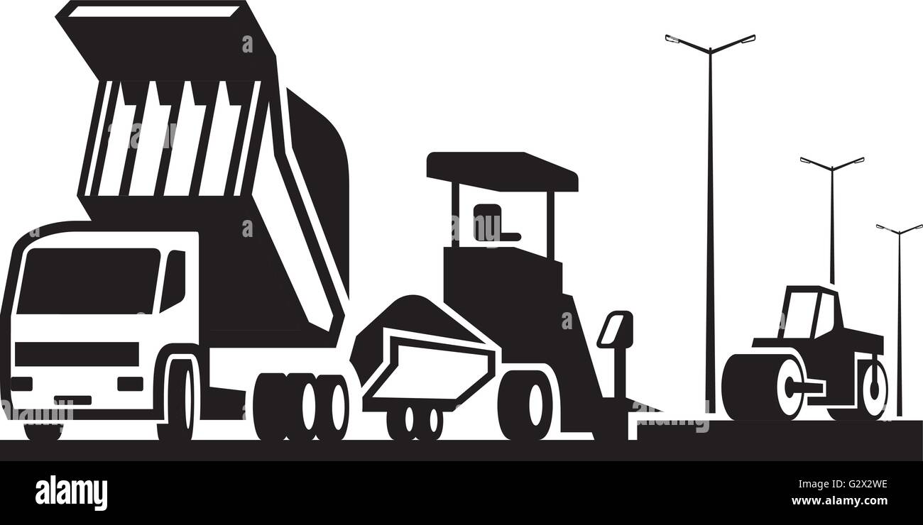 La construction de routes et autoroutes - rues vector illustration ...