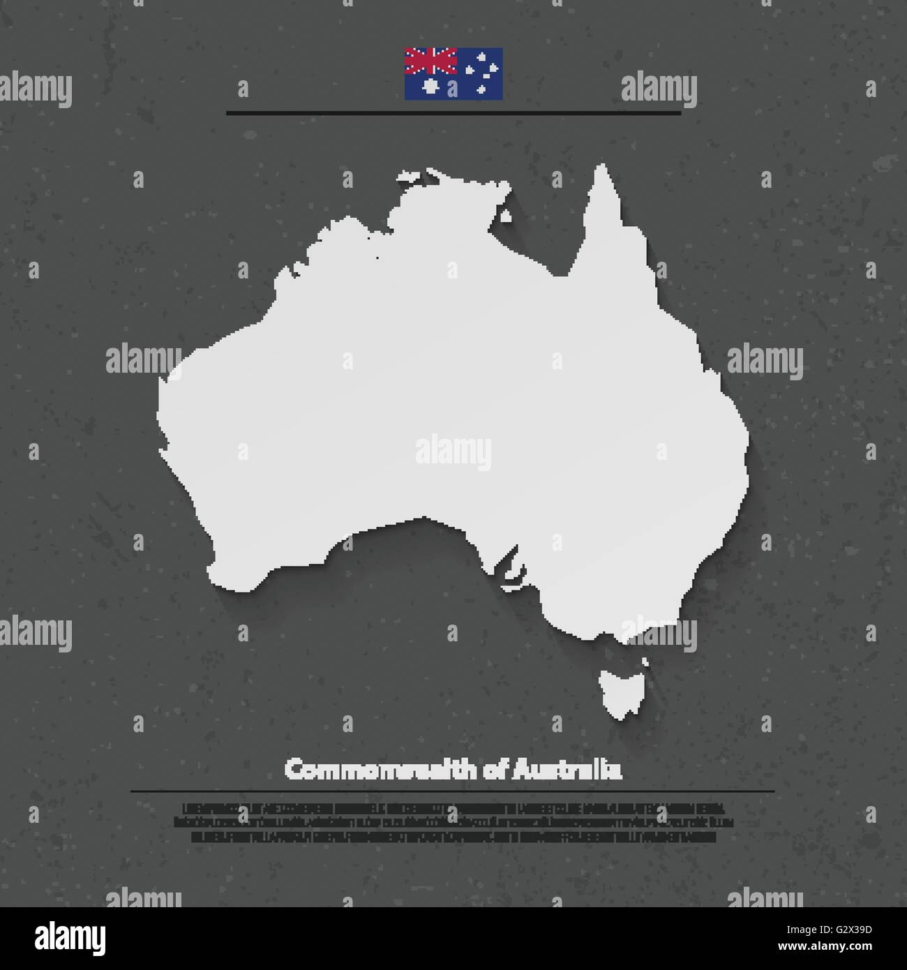 La carte isolée du Commonwealth de l'Australie et de drapeau officiel icons. vector continent politique australienne 3d illustration carte. Also Illustration de Vecteur