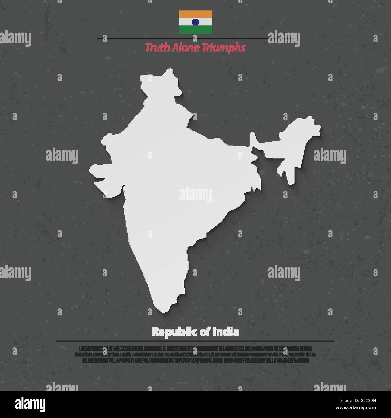 République de l'Inde site isolé et icônes de drapeau officiel carte politique indienne. vecteur 3d illustration. L'Asie du sud pays géograph Illustration de Vecteur